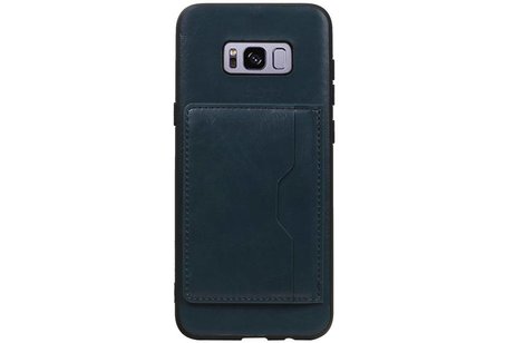 Staand Back Cover 1 Pasjes voor Galaxy S8 Plus Navy