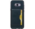 BAOHU Staand Back Cover met 1 Pasjeshouder Hoesje Geschikt voor Samsung Galaxy S8 Plus Navy