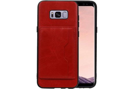 Staand Back Cover 1 Pasjes voor Galaxy S8 Plus Rood