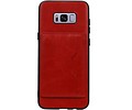 BAOHU Staand Back Cover met 1 Pasjeshouder Hoesje Geschikt voor Samsung Galaxy S8 Plus Rood