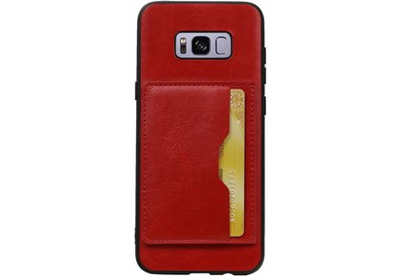 BAOHU Staand Back Cover met 1 Pasjeshouder Hoesje Geschikt voor Samsung Galaxy S8 Plus Rood