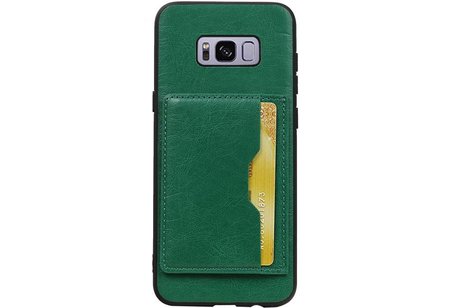 BAOHU Staand Back Cover met 1 Pasjeshouder Hoesje Geschikt voor Samsung Galaxy S8 Plus Groen