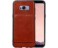 BAOHU Staand Back Cover met 1 Pasjeshouder Hoesje Geschikt voor Samsung Galaxy S8 Plus Bruin