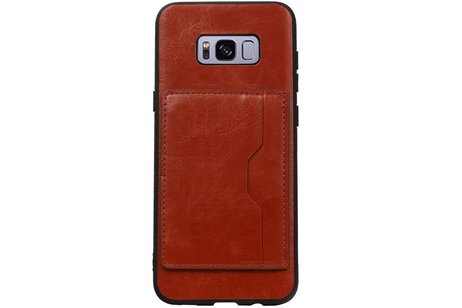 BAOHU Staand Back Cover met 1 Pasjeshouder Hoesje Geschikt voor Samsung Galaxy S8 Plus Bruin