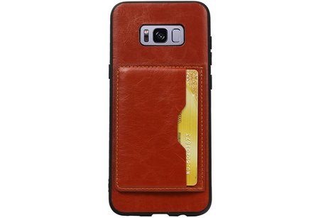 BAOHU Staand Back Cover met 1 Pasjeshouder Hoesje Geschikt voor Samsung Galaxy S8 Plus Bruin