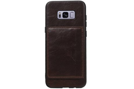 Staand Back Cover 1 Pasjes voor Galaxy S8 Plus Mocca