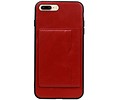 BAOHU Staand Back Cover met 1 Pasjeshouder Hoesje Geschikt voor iPhone 8 Plus Rood