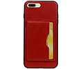 BAOHU Staand Back Cover met 1 Pasjeshouder Hoesje Geschikt voor iPhone 8 Plus Rood