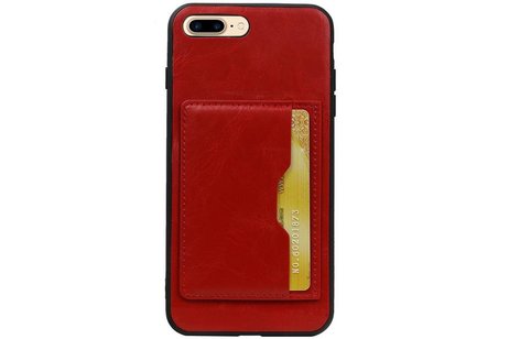 Staand Back Cover 1 Pasjes voor iPhone 8 Plus Rood