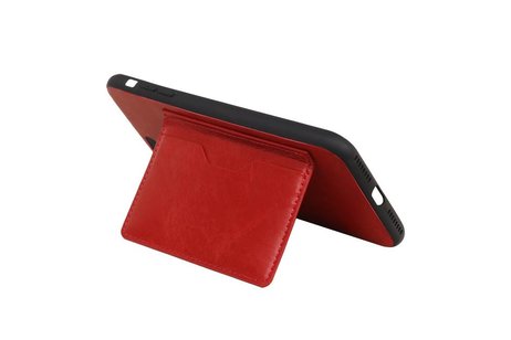 BAOHU Staand Back Cover met 1 Pasjeshouder Hoesje Geschikt voor iPhone 8 Plus Rood