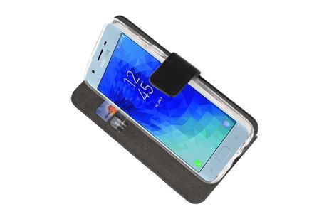 Booktype Telefoonhoesjes - Bookcase Hoesje - Wallet Case -  Geschikt voor Samsung Galaxy J3 2018 - Zwart