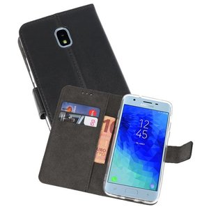 Booktype Telefoonhoesjes - Bookcase Hoesje - Wallet Case -  Geschikt voor Samsung Galaxy J3 2018 - Zwart