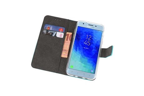 BAOHU Booktype Telefoonhoesjes - Bookcase Hoesje - Wallet Case -  Geschikt voor Samsung Galaxy J3 2018 - Blauw