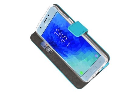 Booktype Telefoonhoesjes - Bookcase Hoesje - Wallet Case -  Geschikt voor Samsung Galaxy J3 2018 - Blauw