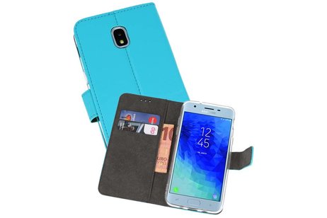 Booktype Telefoonhoesjes - Bookcase Hoesje - Wallet Case -  Geschikt voor Samsung Galaxy J3 2018 - Blauw