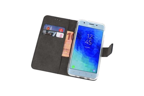BAOHU Booktype Telefoonhoesjes - Bookcase Hoesje - Wallet Case -  Geschikt voor Samsung Galaxy J3 2018 - Navy