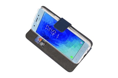 BAOHU Booktype Telefoonhoesjes - Bookcase Hoesje - Wallet Case -  Geschikt voor Samsung Galaxy J3 2018 - Navy