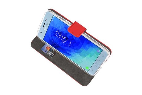 Booktype Telefoonhoesjes - Bookcase Hoesje - Wallet Case -  Geschikt voor Samsung Galaxy J3 2018 - Rood