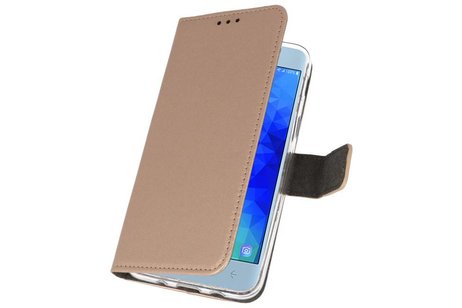 Booktype Telefoonhoesjes - Bookcase Hoesje - Wallet Case -  Geschikt voor Samsung Galaxy J3 2018 - Goud