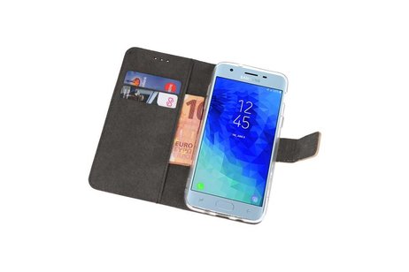 Booktype Telefoonhoesjes - Bookcase Hoesje - Wallet Case -  Geschikt voor Samsung Galaxy J3 2018 - Goud