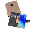 Booktype Telefoonhoesjes - Bookcase Hoesje - Wallet Case -  Geschikt voor Samsung Galaxy J3 2018 - Goud