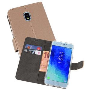 Booktype Telefoonhoesjes - Bookcase Hoesje - Wallet Case -  Geschikt voor Samsung Galaxy J3 2018 - Goud