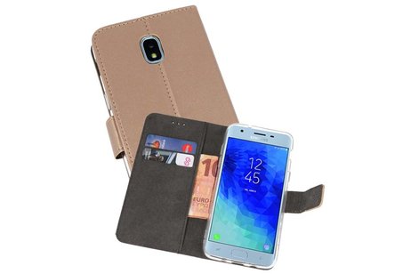 BAOHU Booktype Telefoonhoesjes - Bookcase Hoesje - Wallet Case -  Geschikt voor Samsung Galaxy J3 2018 - Goud