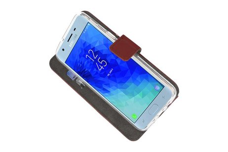 BAOHU Booktype Telefoonhoesjes - Bookcase Hoesje - Wallet Case -  Geschikt voor Samsung Galaxy J3 2018 - Bruin