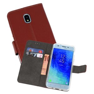 Booktype Telefoonhoesjes - Bookcase Hoesje - Wallet Case -  Geschikt voor Samsung Galaxy J3 2018 - Bruin