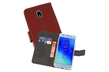 BAOHU Booktype Telefoonhoesjes - Bookcase Hoesje - Wallet Case -  Geschikt voor Samsung Galaxy J3 2018 - Bruin