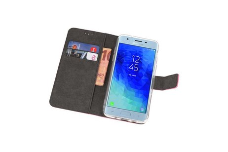 BAOHU Booktype Telefoonhoesjes - Bookcase Hoesje - Wallet Case -  Geschikt voor Samsung Galaxy J3 2018 - Roze