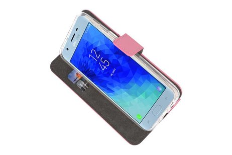 Booktype Telefoonhoesjes - Bookcase Hoesje - Wallet Case -  Geschikt voor Samsung Galaxy J3 2018 - Roze