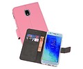 BAOHU Booktype Telefoonhoesjes - Bookcase Hoesje - Wallet Case -  Geschikt voor Samsung Galaxy J3 2018 - Roze