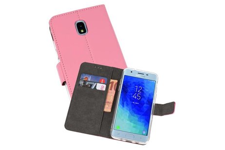 BAOHU Booktype Telefoonhoesjes - Bookcase Hoesje - Wallet Case -  Geschikt voor Samsung Galaxy J3 2018 - Roze