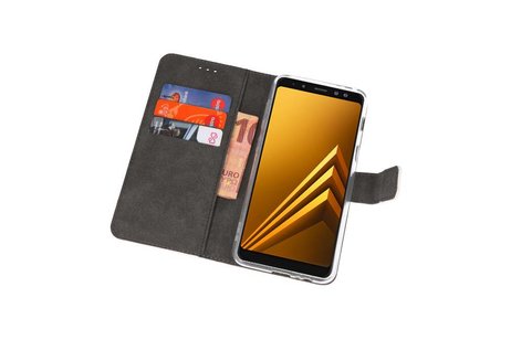 Booktype Telefoonhoesjes - Bookcase Hoesje - Wallet Case -  Geschikt voor Samsung Galaxy A8 2018 - Wit