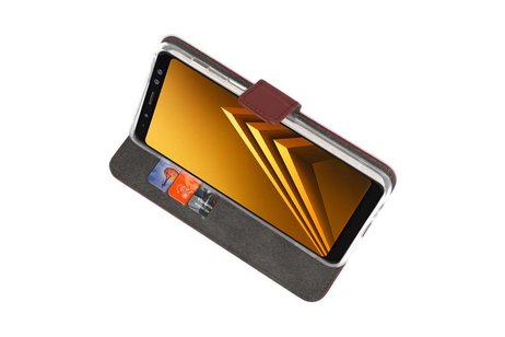 Booktype Telefoonhoesjes - Bookcase Hoesje - Wallet Case -  Geschikt voor Samsung Galaxy A8 2018 - Bruin