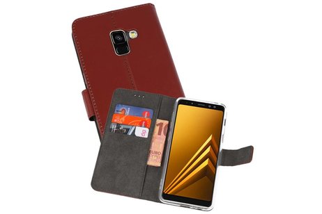 Booktype Telefoonhoesjes - Bookcase Hoesje - Wallet Case -  Geschikt voor Samsung Galaxy A8 2018 - Bruin