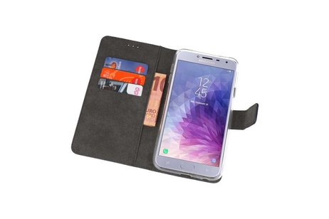 BAOHU Booktype Telefoonhoesjes - Bookcase Hoesje - Wallet Case -  Geschikt voor Samsung Galaxy J4 2018 - Navy