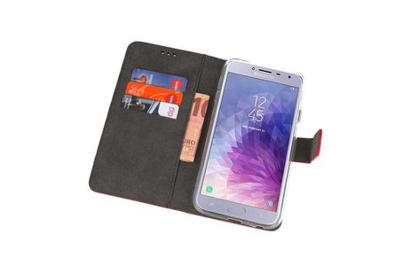 Booktype Telefoonhoesjes - Bookcase Hoesje - Wallet Case -  Geschikt voor Samsung Galaxy J4 2018 - Rood