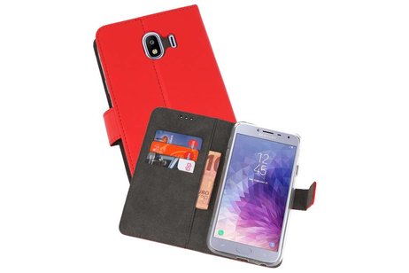 BAOHU Booktype Telefoonhoesjes - Bookcase Hoesje - Wallet Case -  Geschikt voor Samsung Galaxy J4 2018 - Rood