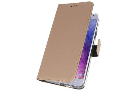 Booktype Telefoonhoesjes - Bookcase Hoesje - Wallet Case -  Geschikt voor Samsung Galaxy J4 2018 - Goud