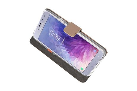 Booktype Telefoonhoesjes - Bookcase Hoesje - Wallet Case -  Geschikt voor Samsung Galaxy J4 2018 - Goud