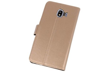 Booktype Telefoonhoesjes - Bookcase Hoesje - Wallet Case -  Geschikt voor Samsung Galaxy J4 2018 - Goud