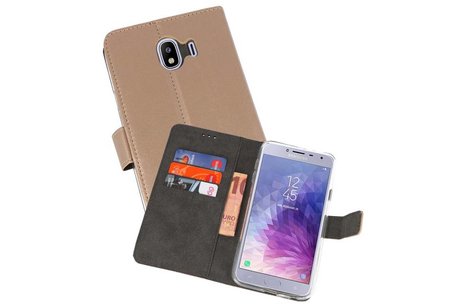 Booktype Telefoonhoesjes - Bookcase Hoesje - Wallet Case -  Geschikt voor Samsung Galaxy J4 2018 - Goud