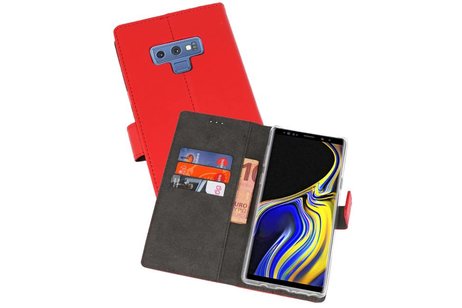 Booktype Telefoonhoesjes - Bookcase Hoesje - Wallet Case -  Geschikt voor Galaxy Note 9 - Rood