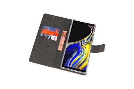 Booktype Telefoonhoesjes - Bookcase Hoesje - Wallet Case -  Geschikt voor Galaxy Note 9-  Goud