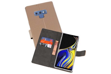 Booktype Telefoonhoesjes - Bookcase Hoesje - Wallet Case -  Geschikt voor Galaxy Note 9-  Goud