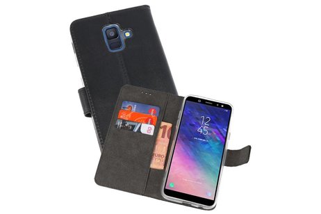 Booktype Telefoonhoesjes - Bookcase Hoesje - Wallet Case -  Geschikt voor Samsung Galaxy A6 (2018) - Zwart