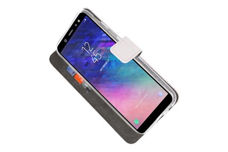 BAOHU Booktype Telefoonhoesjes - Bookcase Hoesje - Wallet Case -  Geschikt voor Samsung Galaxy A6 (2018) - Wit