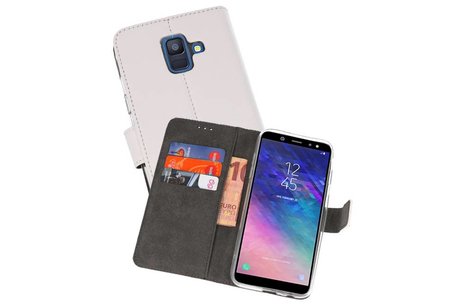 Booktype Telefoonhoesjes - Bookcase Hoesje - Wallet Case -  Geschikt voor Samsung Galaxy A6 (2018) - Wit